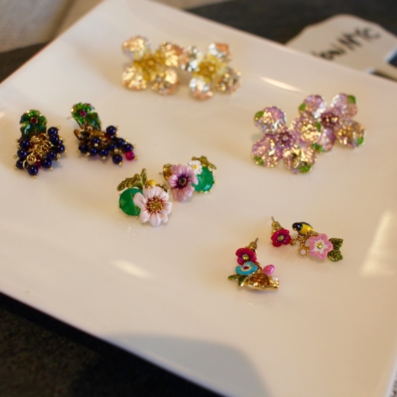 New 14K Grape fun leaf studs dangle drop earrings - Picture 4 of 7